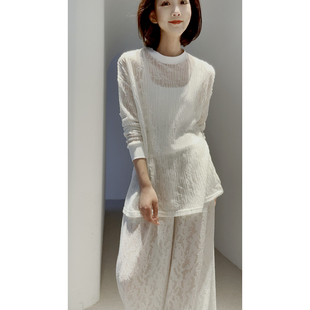 绵羊毛 立体提花 罩衫 浪漫仙气 T恤 26春 叠穿 法式 微透蕾丝感