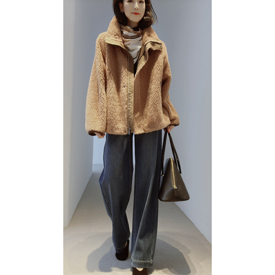 *禾同款同料羊驼羊毛丝夹克外套