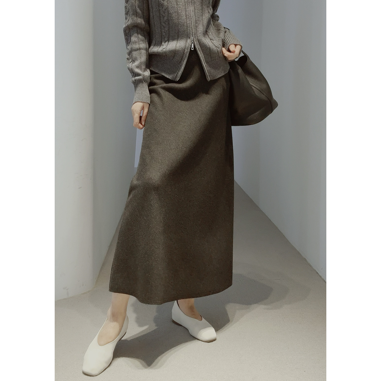 显瘦高腰过膝遮肉显瘦A字半身裙