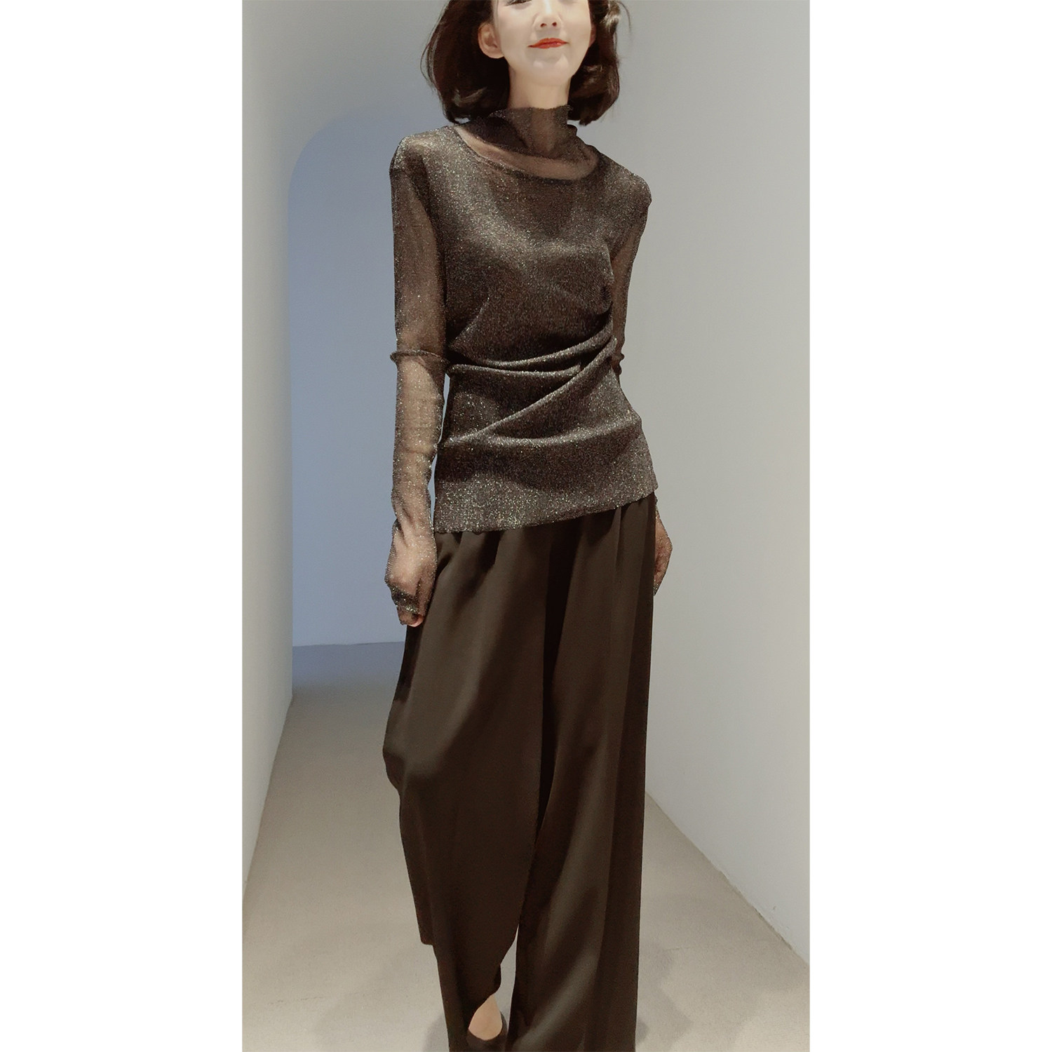 26春~星光华尔兹【闪耀朦胧感/轻盈透气/褶皱收腰】套头/打底衫の