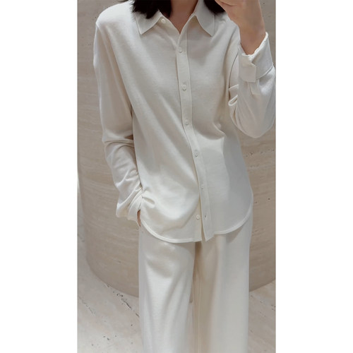 精纺羊绒显瘦双C腰女衬衫