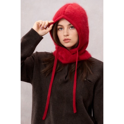 *禾100羊绒拉绒无缝巴拉克拉法帽