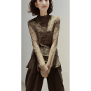 不透 双层_100真丝 软弹 显瘦 开衩上衣 26四季 荷叶领 神仙打底