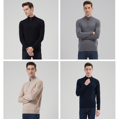 全羊毛高保暖立体绞花男士套衫