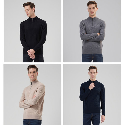 全羊毛高保暖立体绞花男士套衫