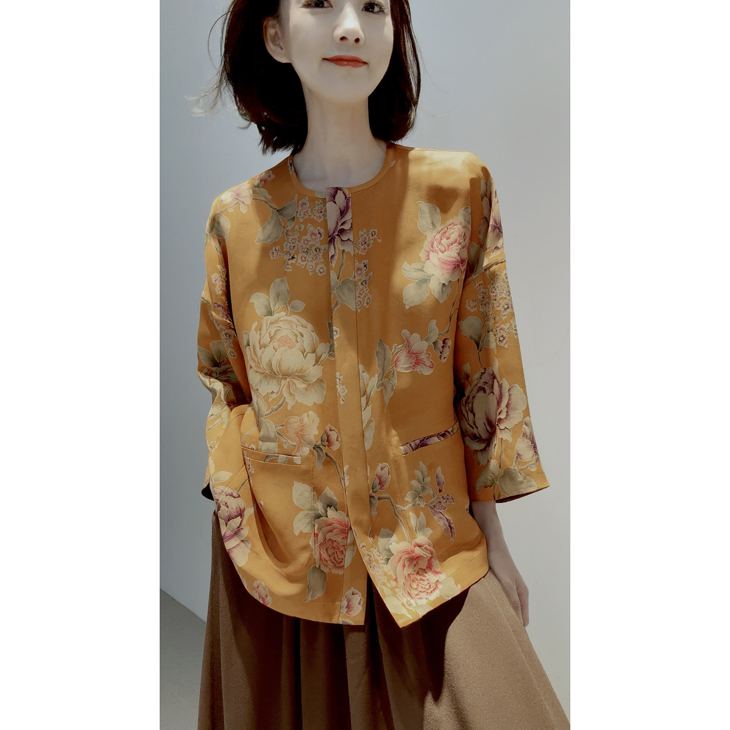 大师藏品~国色牡丹/潮色【真丝黏胶+精细印花】松弛老钱/防晒外套
