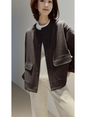 26春软牛仔【*禾同款/琎口_精纺羊毛/斜纹夹花】短款外套