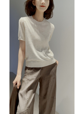 26新【棉+亚麻/混色夹花/朦胧雾感/干爽有型】及简R0W风/针织套衫