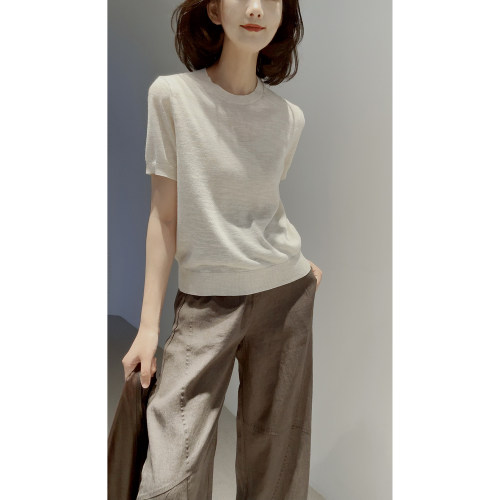 棉亚麻夹花干爽有型R0W针织套衫