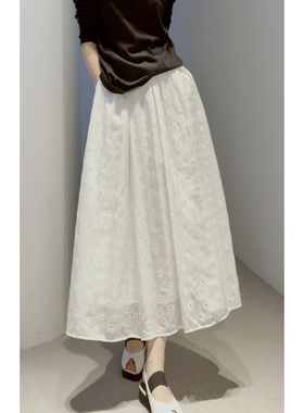 26新~美到犯规【真丝棉/舒柔透气/镂空刺绣】里外同料_松紧腰半裙