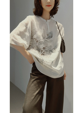 馆藏艺术《蚕豆花》【高端苎麻系列/大师精品印花】26夏/水墨气韵