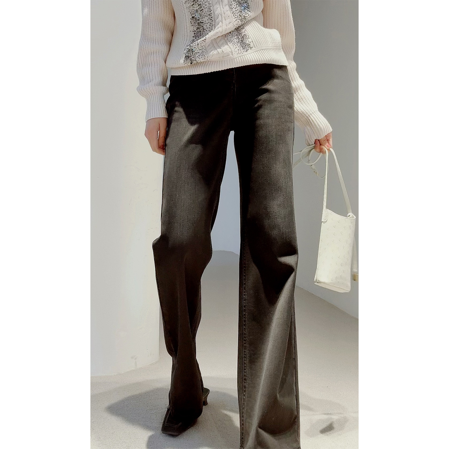 保暖起绒牛仔奶奶裤铅笔裤微喇裤