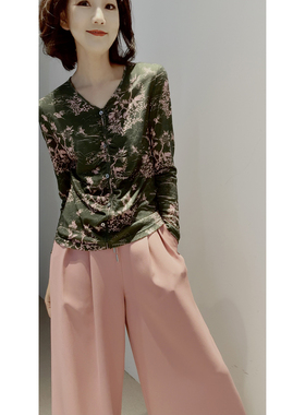 逆天细腻!【可水洗_高支防缩羊毛/140'S云触感】三季印花打底小衫