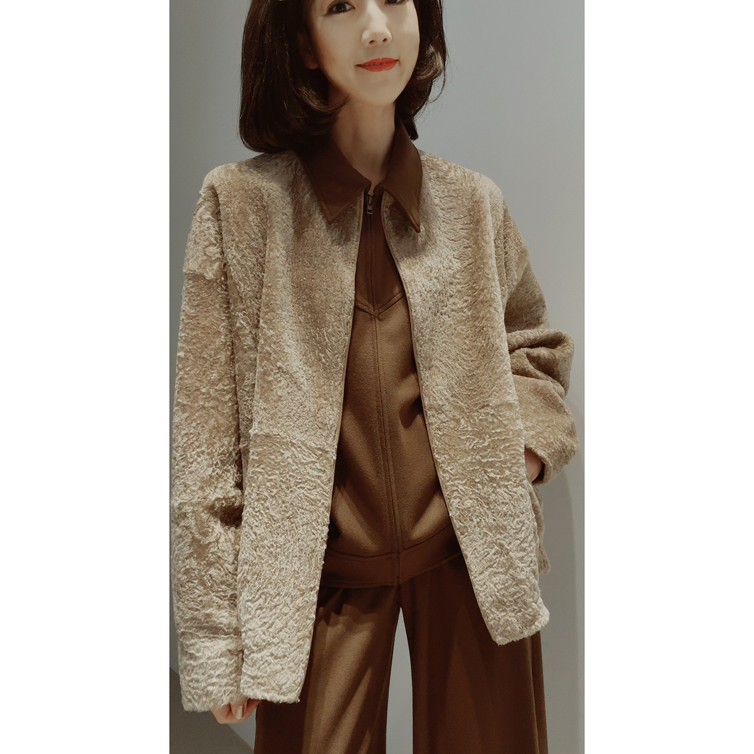 25冬 矜贵老钱风【新西兰琎口~珍珠羔/特挑轻◆薄◆软~】皮草外套