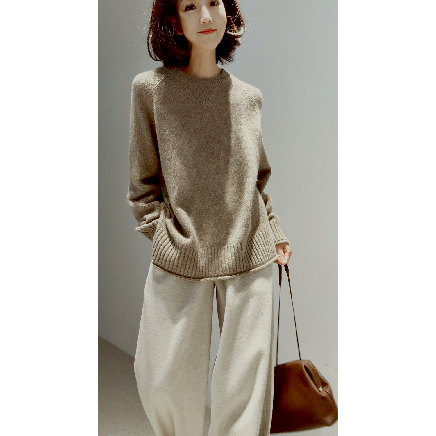 25冬~【*禾同款/康赛妮100羊绒/重磅640G/4色多混夹花】卷边/套衫