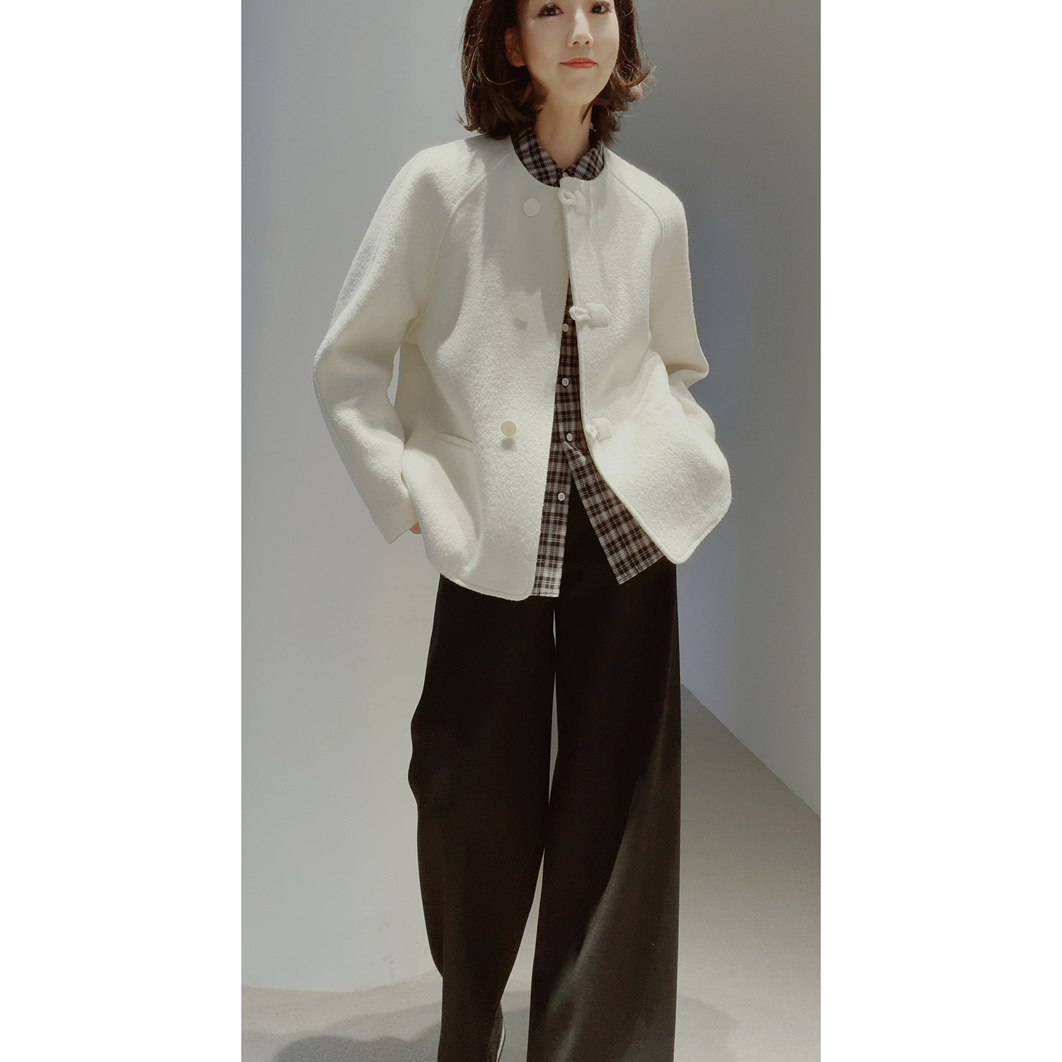 奢暖新贵羊毛绒感圈圈新中式外套