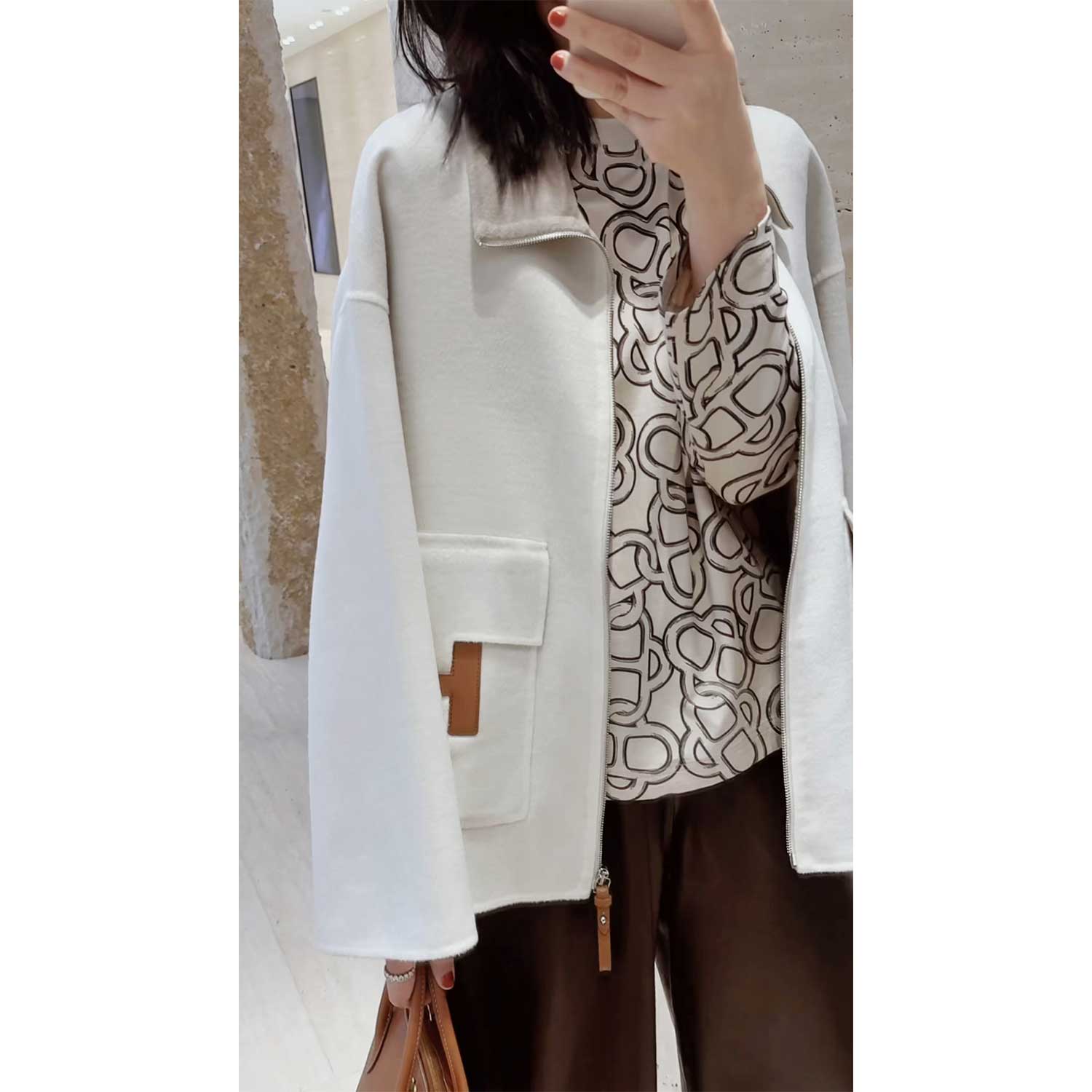 戎美 精纺山羊绒-羊皮饰外套 (30%高含金/双层手缝) 26FW*Blouson