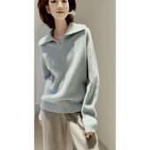 26早春新款 半开襟 禾同款 温柔治愈 100羊绒 可立可翻领 套衫