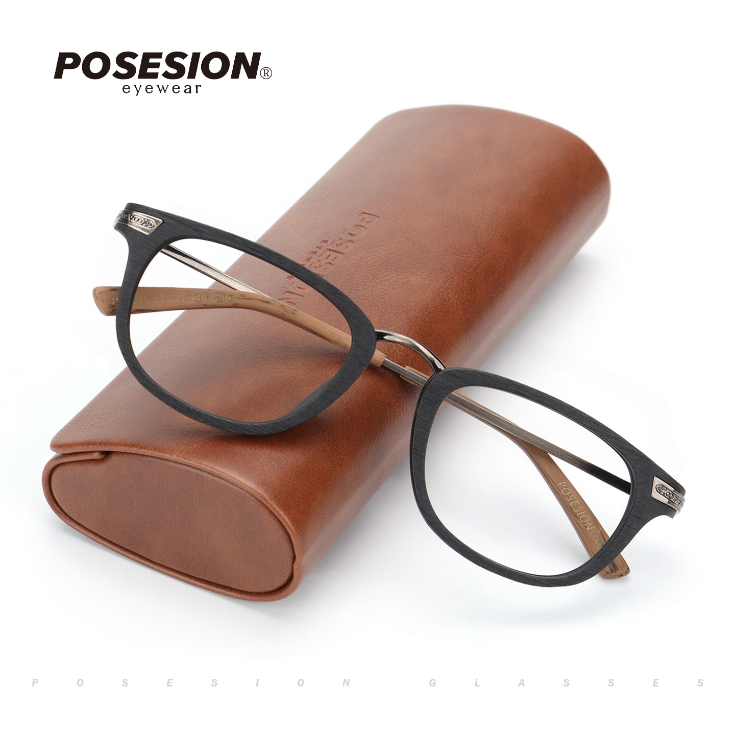 POSESION手工木纹方形眼镜架方框板材复古眼镜框配近视眼睛框男女