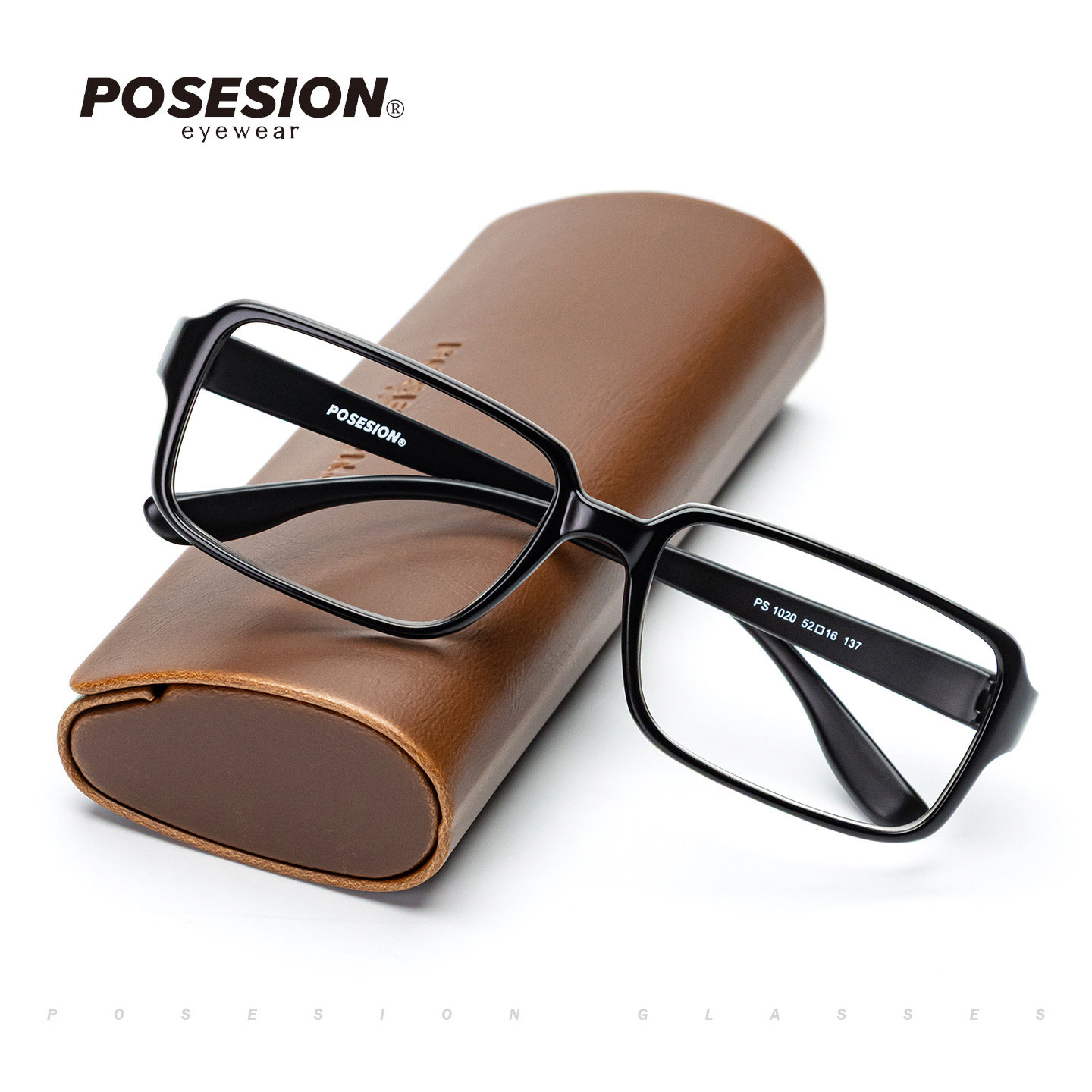 POSESION方形眼镜框TR90超轻眼镜框时尚方框大脸配近视度数男女款