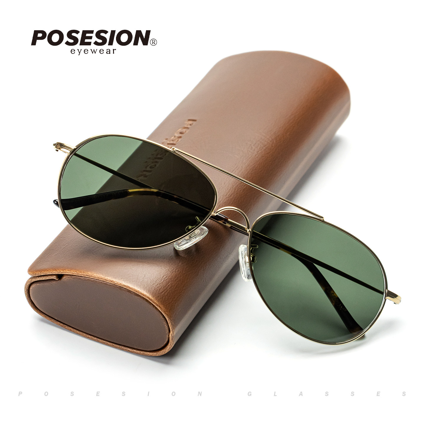 POSESION复古飞行员墨镜男潮流配度数近视偏光太阳镜男士开车驾驶