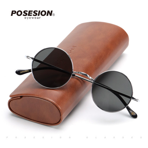 POSESION纯钛复古简约圆形太阳镜