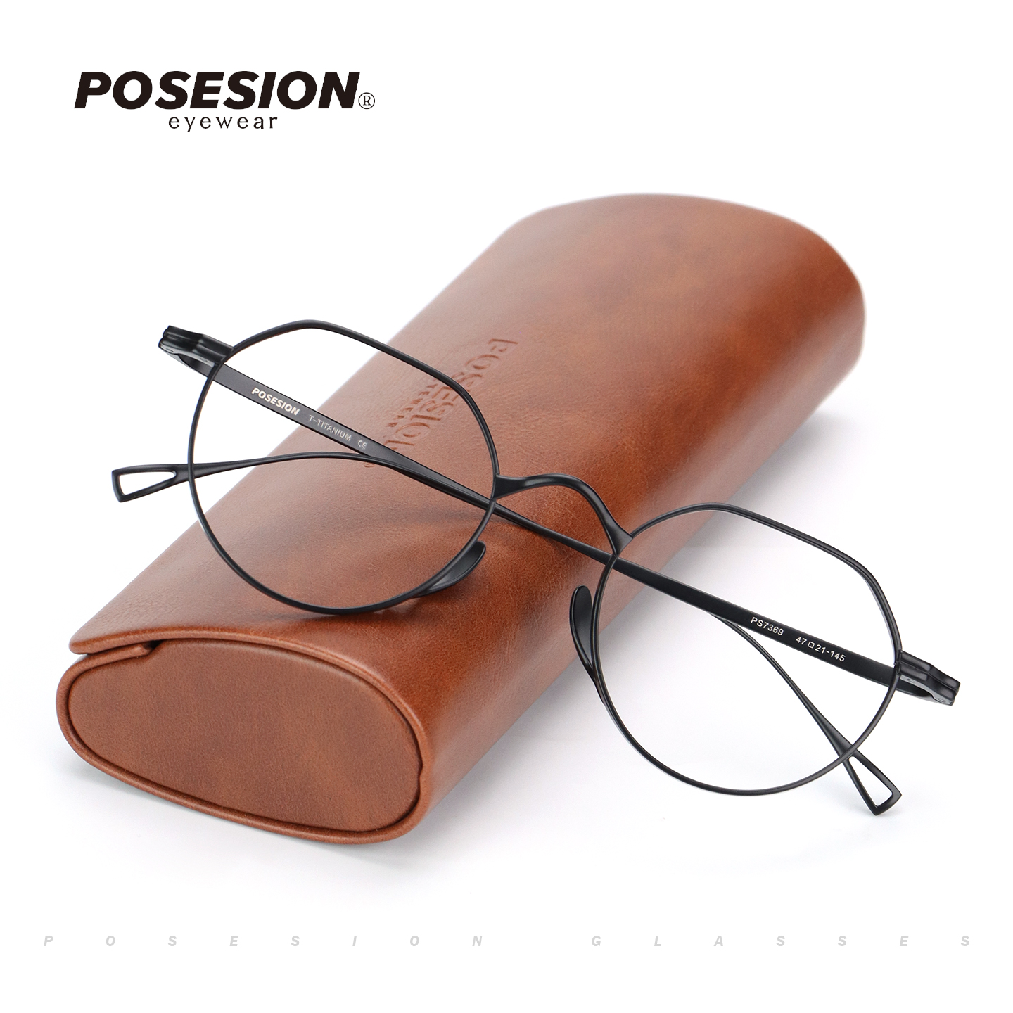 超轻眼镜架Posesion复古纯钛女