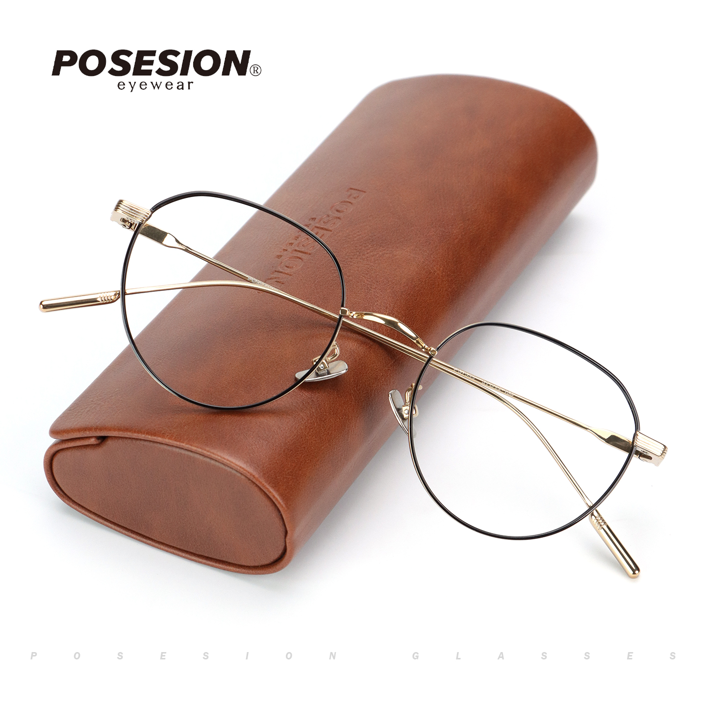 posesion复古圆形超轻纯钛眼镜框