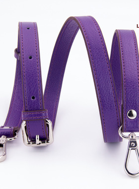 适用蔻驰MK包包斜挎包带深紫色荔枝纹肩带针扣可调节真皮现货牛皮