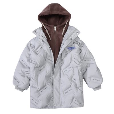 男童加厚冬季假两件羽绒棉衣外套