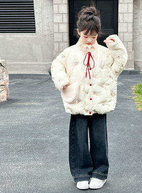 女童冬装冰淇淋羽绒服2025新款中大儿童短款加厚保暖时髦羽绒外套