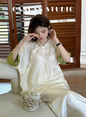 CANCAN STUDIO【春日折枝】新中式原创设计夏季宽松上衣G77066