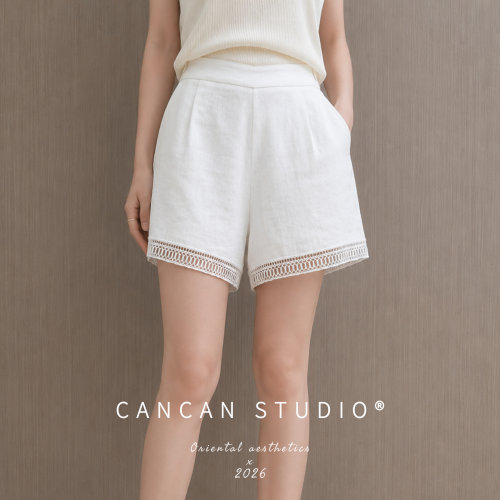 CANCANSTUDIO新中式亚麻短裤