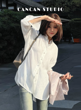 CANCAN STUDIO-新中式原创设计秋季桑蚕丝小衬衫G824C007