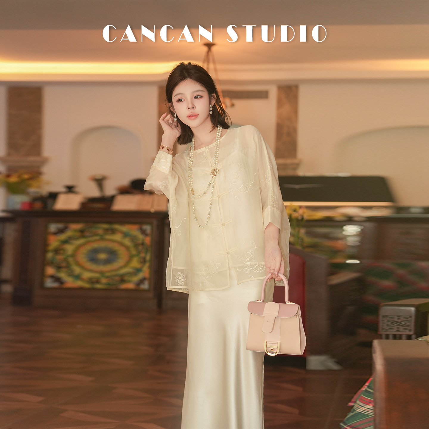 CANCAN STUDIO【杏花月】新中式原创设计刺绣上衣外套G77124