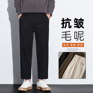 九分西裤 男士 宽松商务垂感毛呢2025新款 秋冬直筒男生9分裤 休闲裤