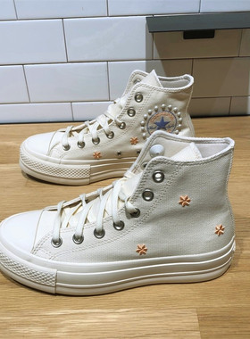 CONVERSE匡威All Star Lift女子刺绣花卉高帮厚底鞋帆布鞋A05972C