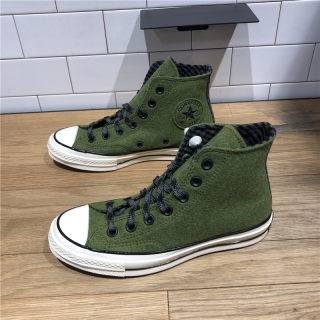 Converse匡威Chuck70秋冬复古粘毛绿色潮流休闲高帮帆布鞋A04284C