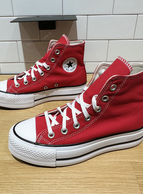 CONVERSE匡威All Star Lift红色女子高帮厚底鞋增高帆布鞋A09220C
