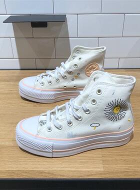 CONVERSE匡威All Star Lift女子刺绣太阳高帮厚底鞋帆布鞋A03516C