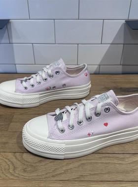 CONVERSE匡威 All Star情人节女子低帮厚底鞋松糕底帆布鞋A09115C