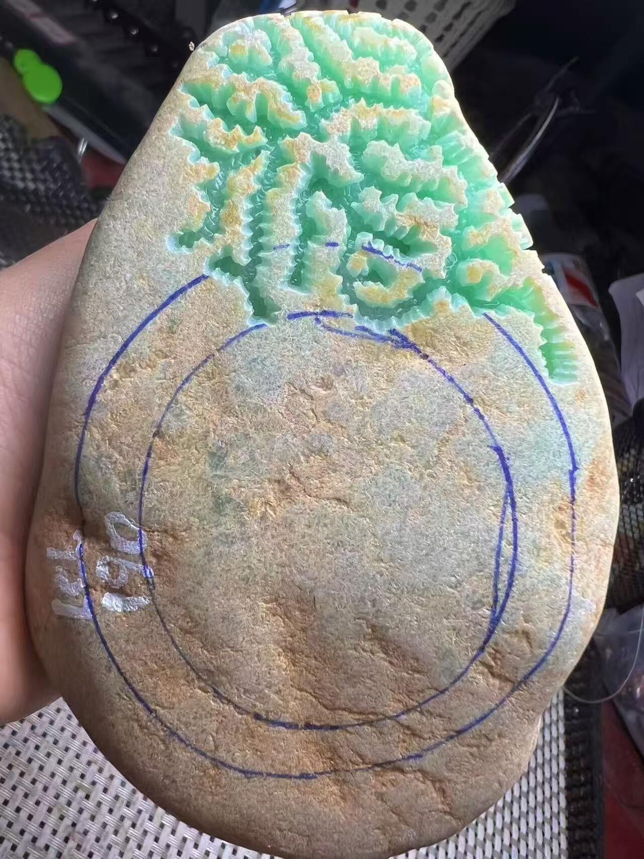 天然翡翠原石明料冰种阳绿飘花玉石私人订制牌子挂件手镯吊坠珠子