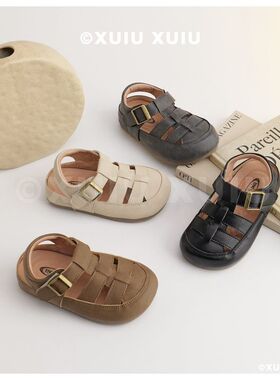 cbc童鞋『小罗勃肯』百搭儿童凉鞋魔术贴复古罗马镂空