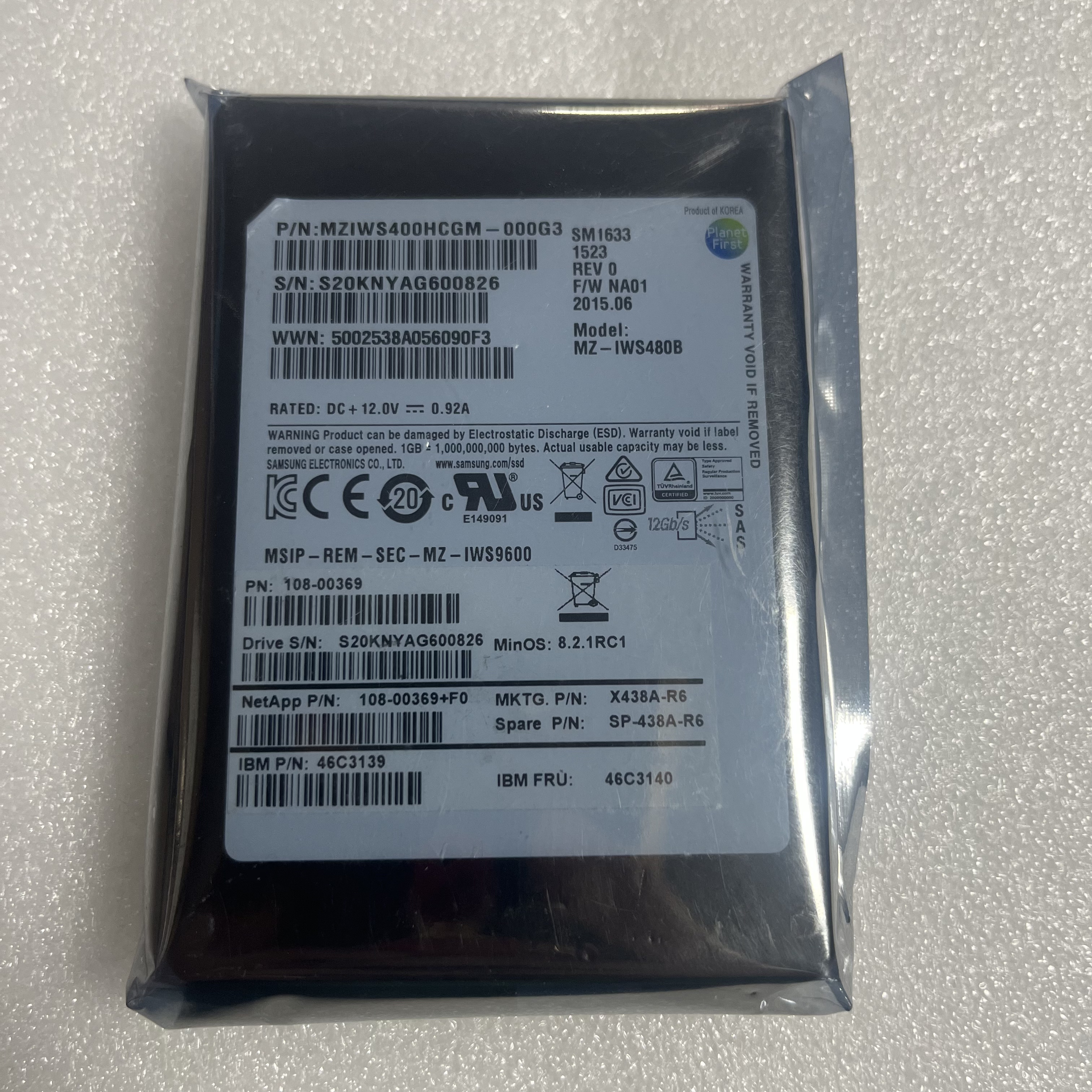 NetApp存储X438A-R6 400G SSD硬盘FAS8060/8080/3250 DS4246/4486