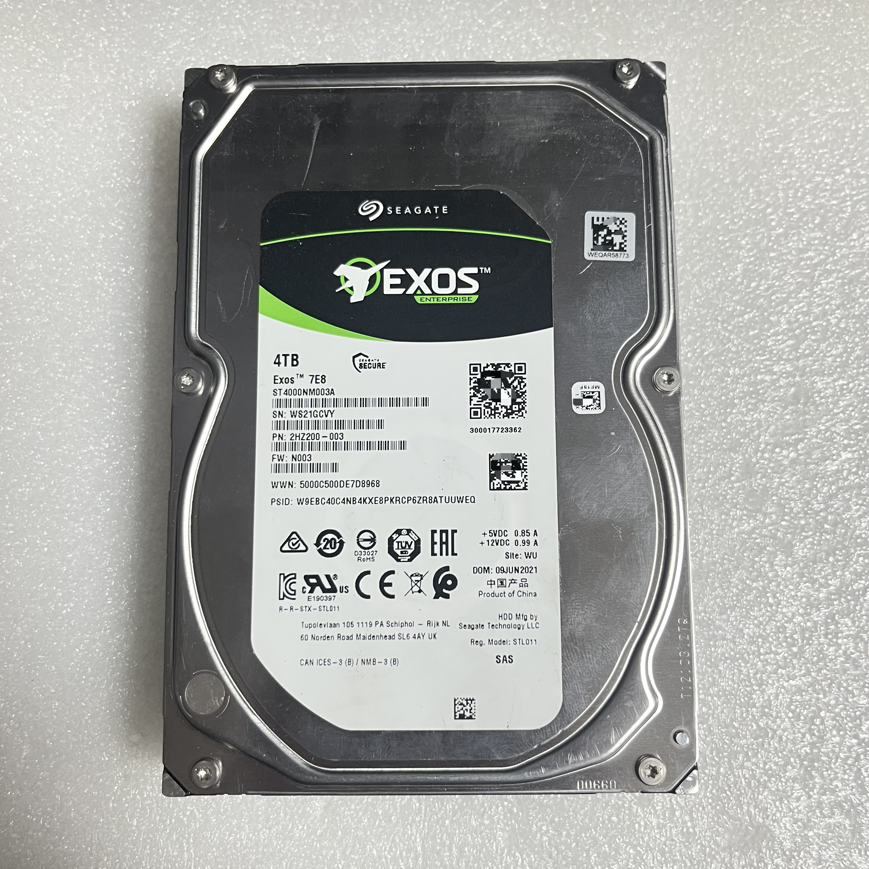 原拆Seagate/希捷ST4000NM0025/003A 4T SAS 企业级服务器硬盘4TB