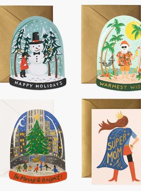 Rifle Paper 美国进口贺卡 圣诞新年父亲节母亲节日祝福 创意卡片