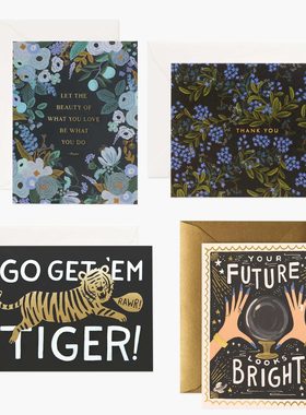 美国Rifle Paper 卡片 进口贺卡明信片 祝福感谢致谢毕业称赞鼓励