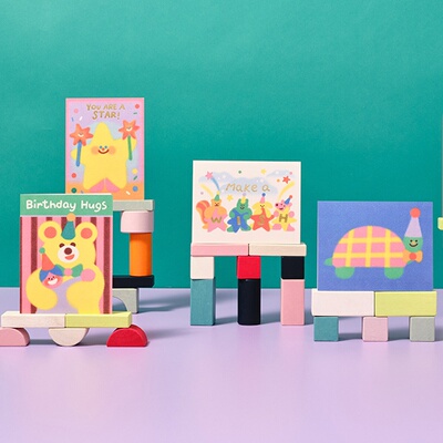 英国品牌Wrap 童趣生日贺卡 儿童宝宝萌系可爱卡通卡片父亲母亲节