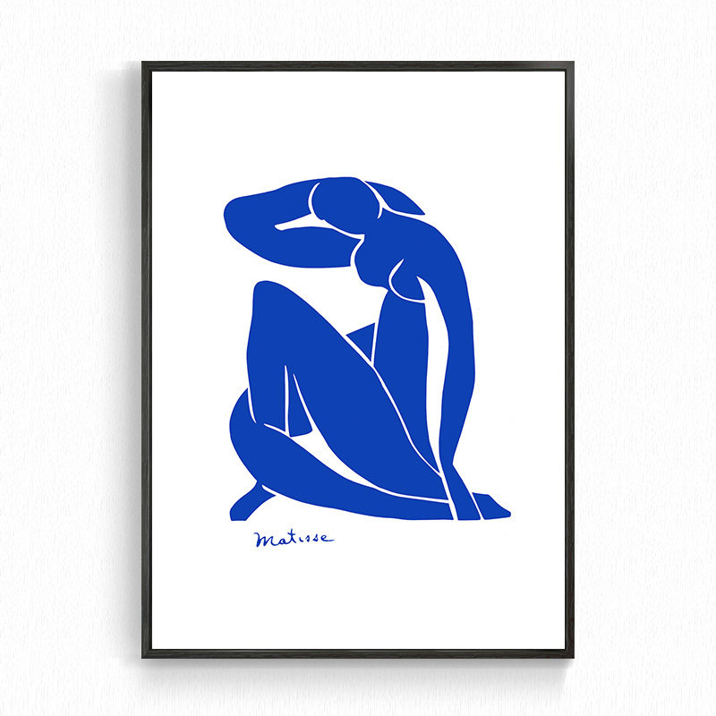 马蒂斯 野兽派抽象剪纸 蓝色裸女大师经典 旁白艺术装饰画matisse