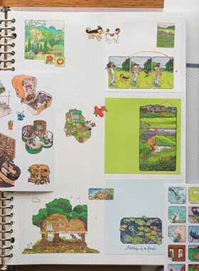 悠然一天贴纸包便签本硫酸纸书签艺术家设计手帐装饰 灼热Flaming